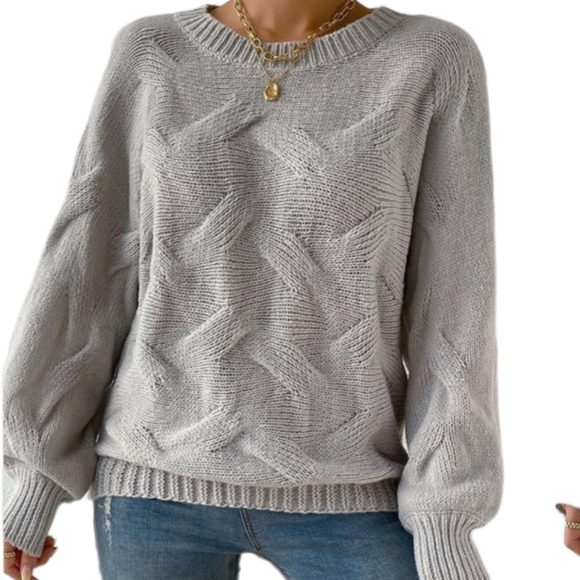 LW Boutique Sweaters - Classic Cross Loose Fit Lightweight Knit Gray Sweater
